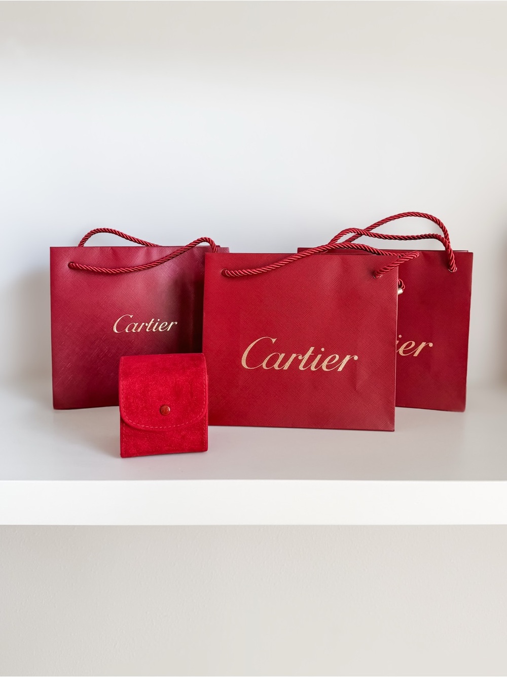 Cartier Suede Travel Case/Pouch with Pillow + 3 Gift Bags